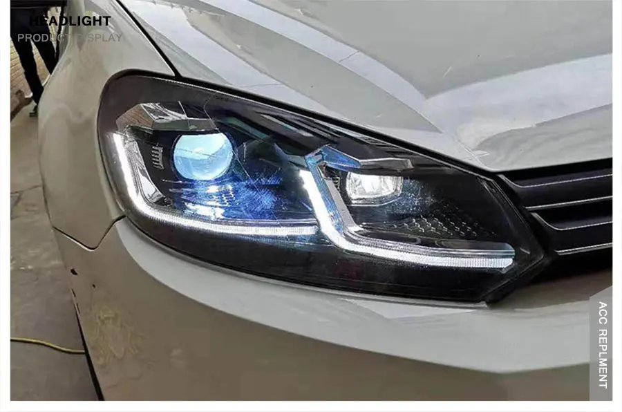 2 шт. светодиодный фары для VW Golf 6 2010-2013 Светодиодный Автомобильные фары ангельские глазки комплект ксеноновых фар, Высокопрочная конструкция протовотуманная подсветка Габаритные огни