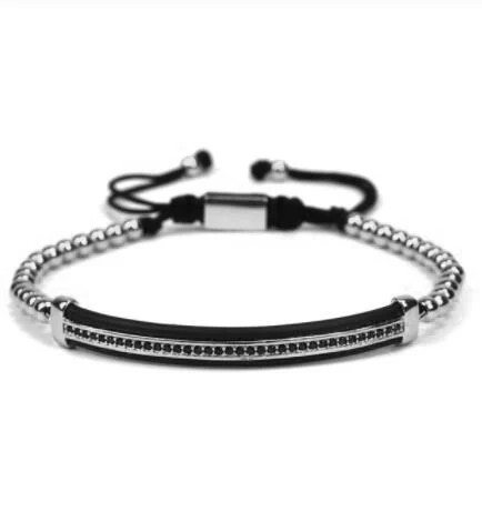 1pcs Мужские ювелирные изделия Корона Шарм Шипованный Циркон мужской браслет для пары кружево браслет из бисера мужской браслет женский браслет подарок - Окраска металла: 1pcs
