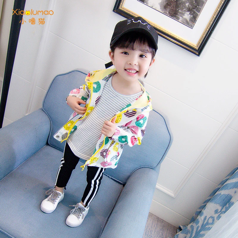 

Autumn 2020 new female baby cartoon jacket European and American zipper shirt children's clothing jacket Xiao lu mao