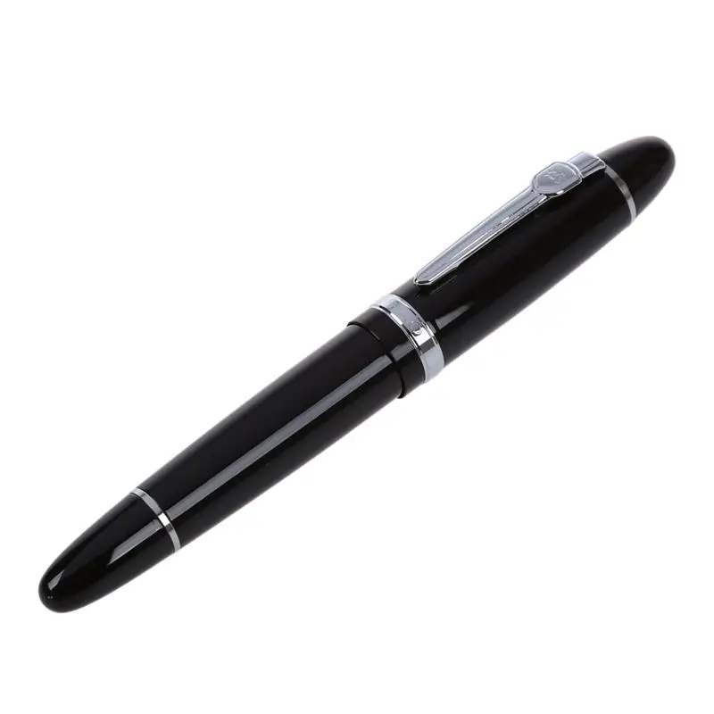

Jinhao 159 черно-серебряная перьевая ручка с перьевым наконечником толстая для подарка украшения США