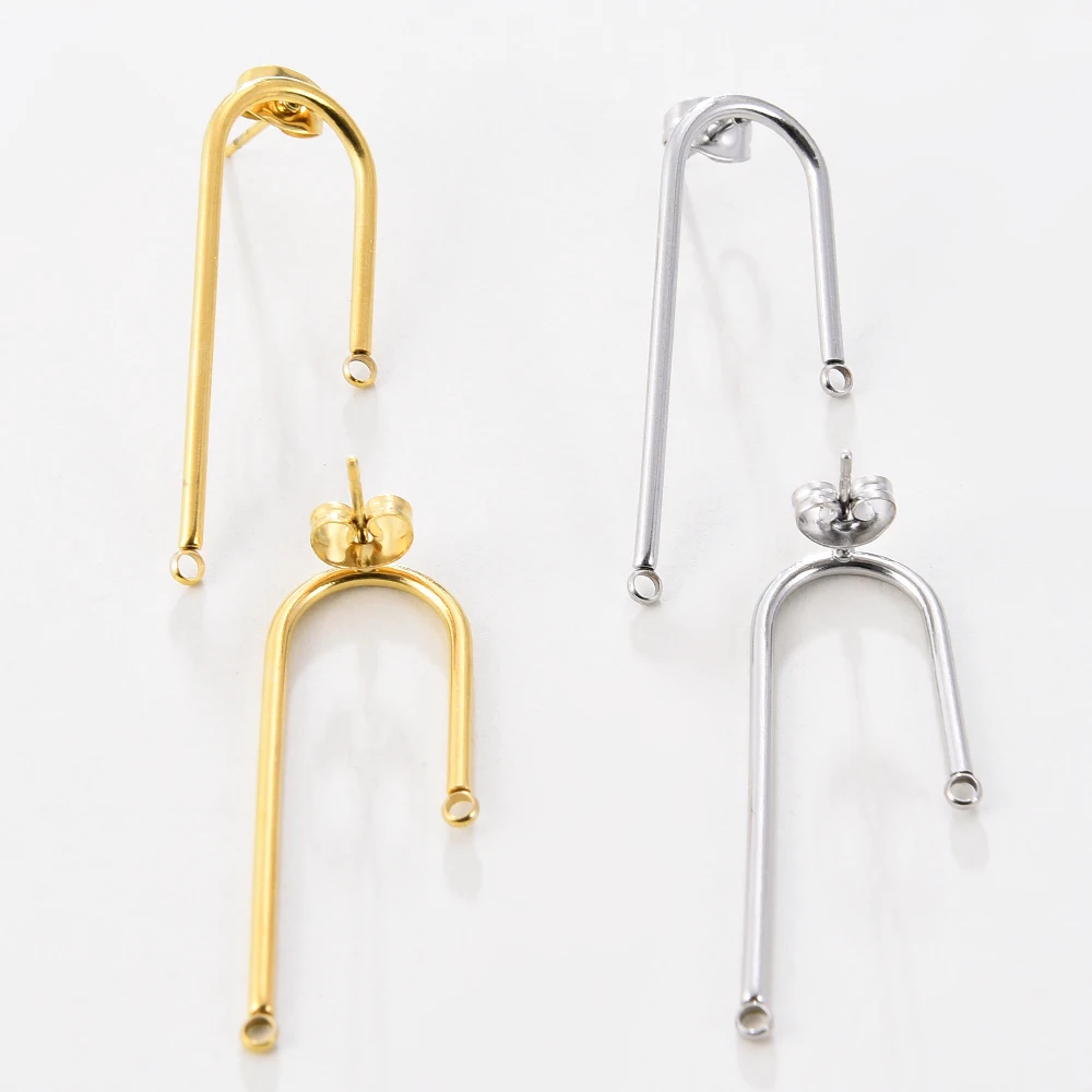 

10pcs/Lot Stainless Steel Gold Fashion Irregular Long Stick Post Connector For DIY Making Supplies Jewelry Earrings Wholesale