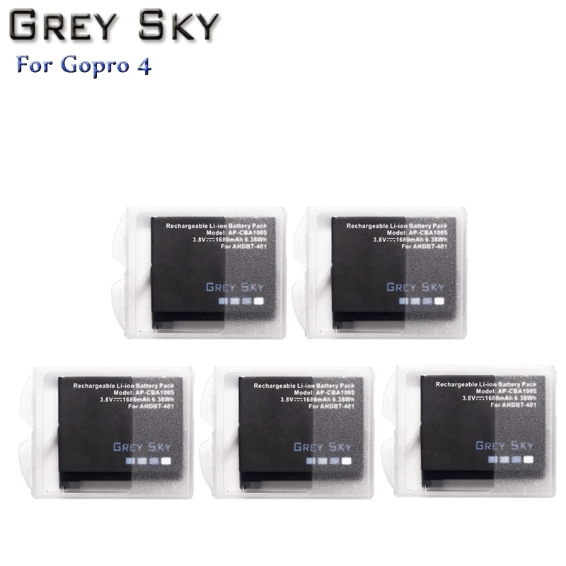 5 battery 4 шт. 1680 мА/ч, AHDBT-401 Батарея для экшн-Камеры Gopro Hero 4 Батарея AHDBT401 экшн-камеры go pro 4+ светодиодный 3-Порты и разъёмы USB Зарядное устройство для GoPro Hero4 HERO4 Камера - Цвет: 5 battery