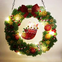 dropshipping 5d diy hanging christmas flower wreath resin painting kit rhinestone drawing home door art craft bedroom decor