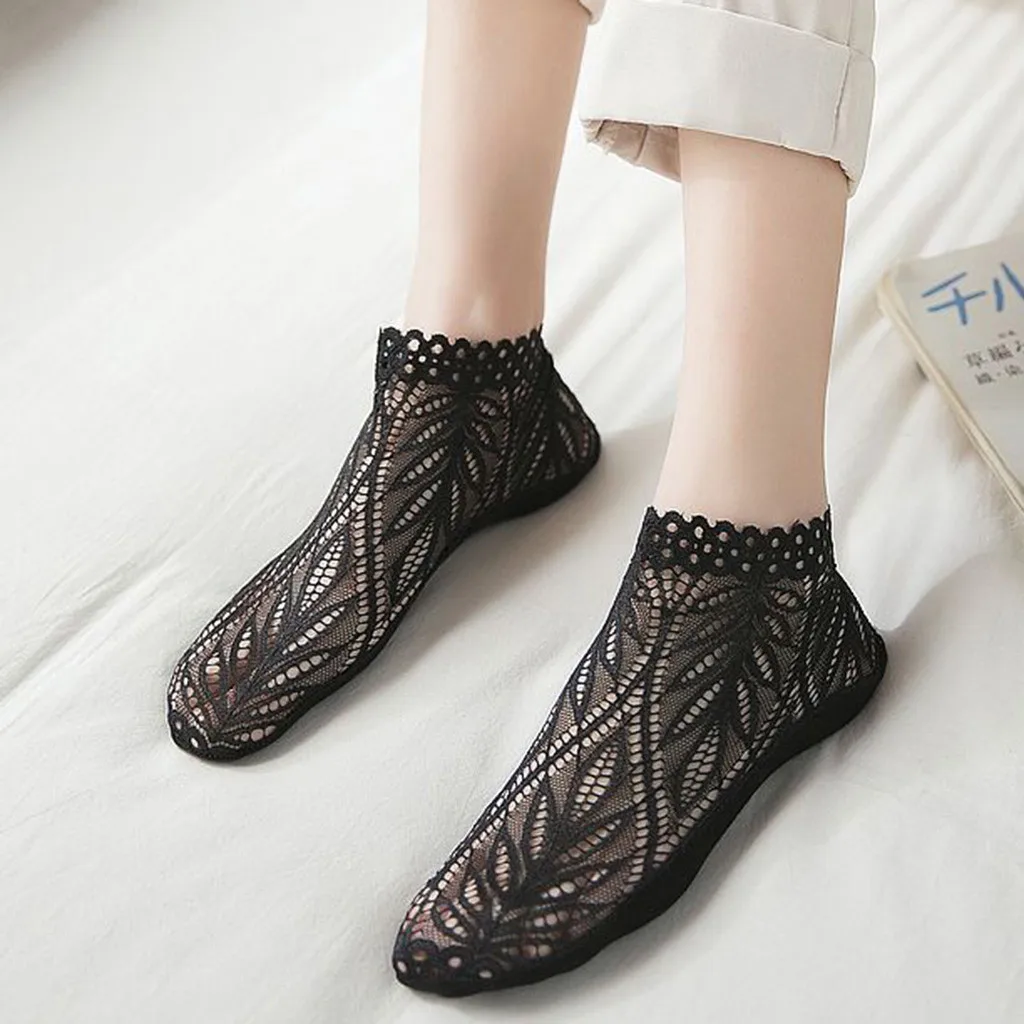KANCOOLD socks Women Girls Summer Style Lace Flower Short Thin Sock New Fashion Casual Nylon solid Antiskid Ankle Socks Dec24 | Женская
