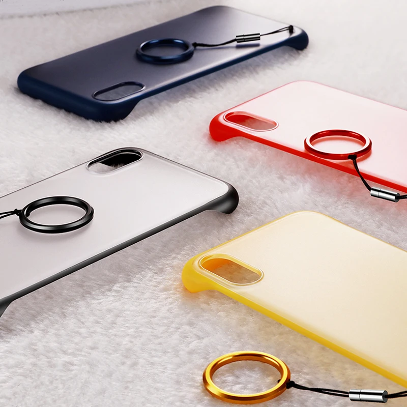 Ultrathin Frameless Ring Design Matte Cases For iphone 7 Plus 6 6S 8 X XS Max XR Cute Plain Slim Hard PC Couples Back Cover | Мобильные