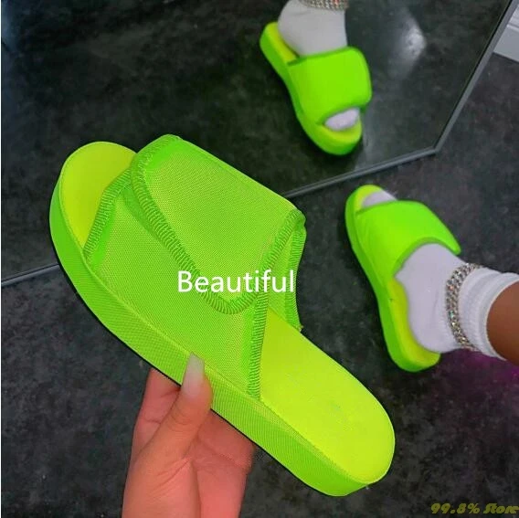 Сандалии женские универсальные для дома прочные шлепанцы плоская подошва