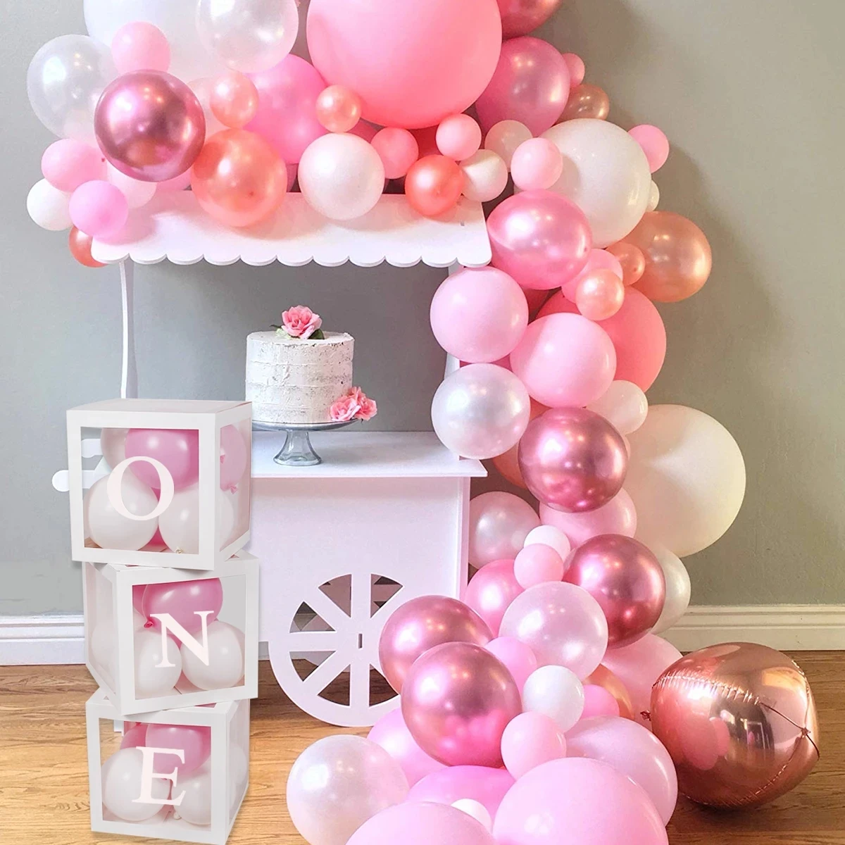 

Baby Shower Balloon Box 1st One Birthday Party Decoration Transparent Box Kids First Birthday Girl Boy Babyshower Decorations