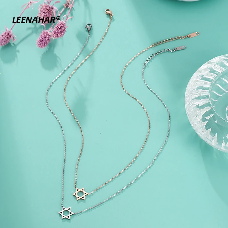 1 шт. позолоченное ожерелье из нержавеющей стали с изображением еврейской звезды