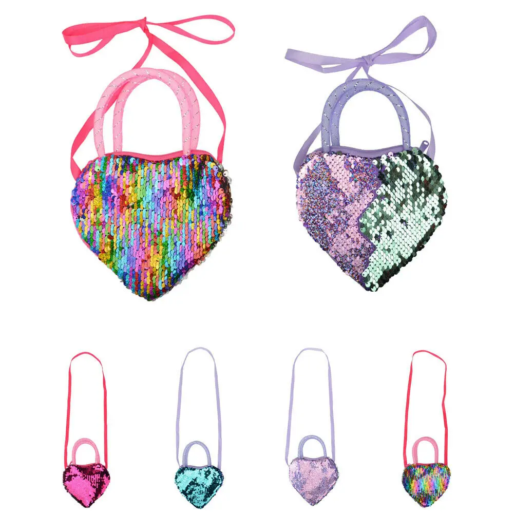 2019 новые взрослые девочки дети блесток в форме сердца ленты Длинные сумки с