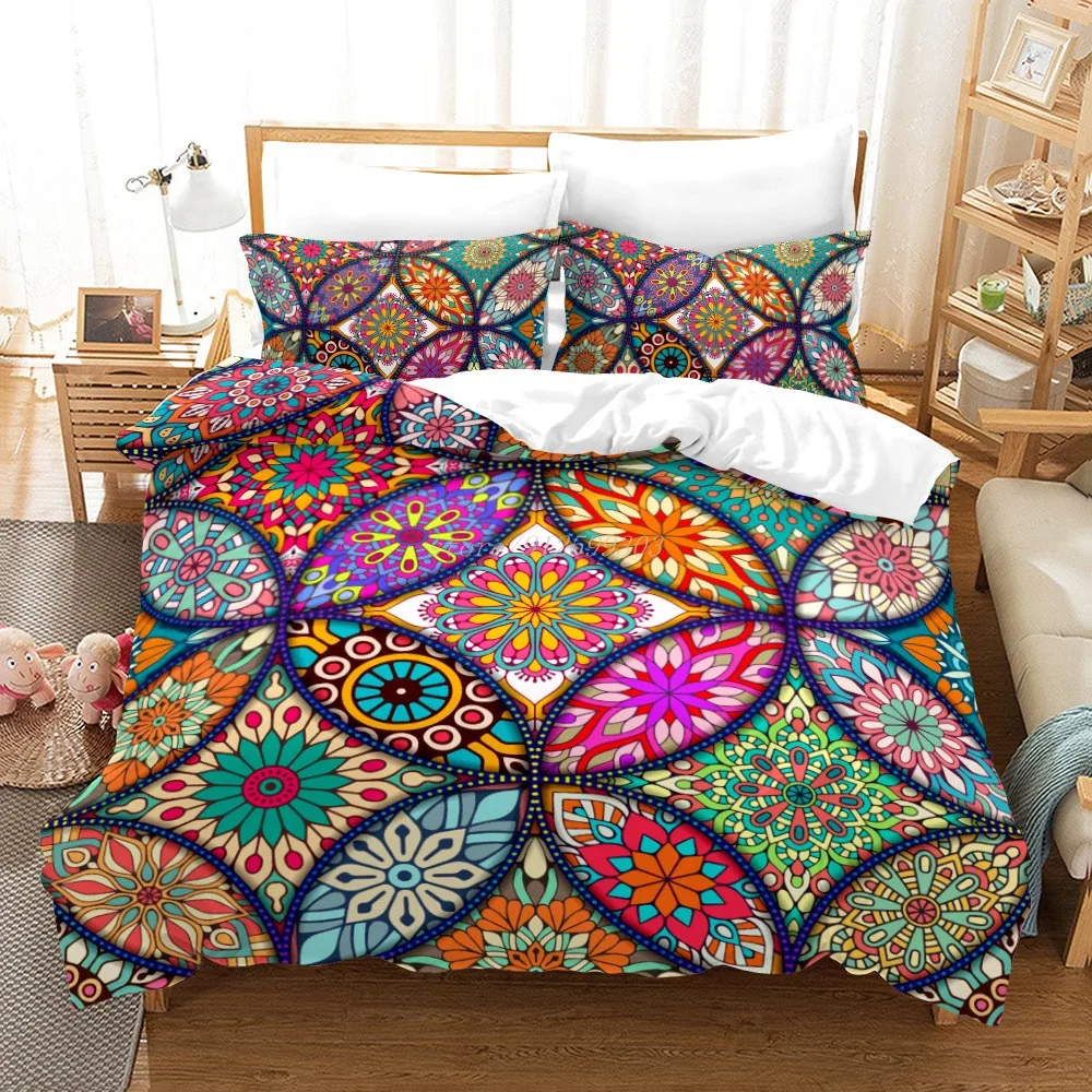 

Mandala Floral Print King Bedding Set Bed LInens Bohemian Duvet Comforter Cover Sets 3pc Twin Full Queen Size BedClothes Quilt