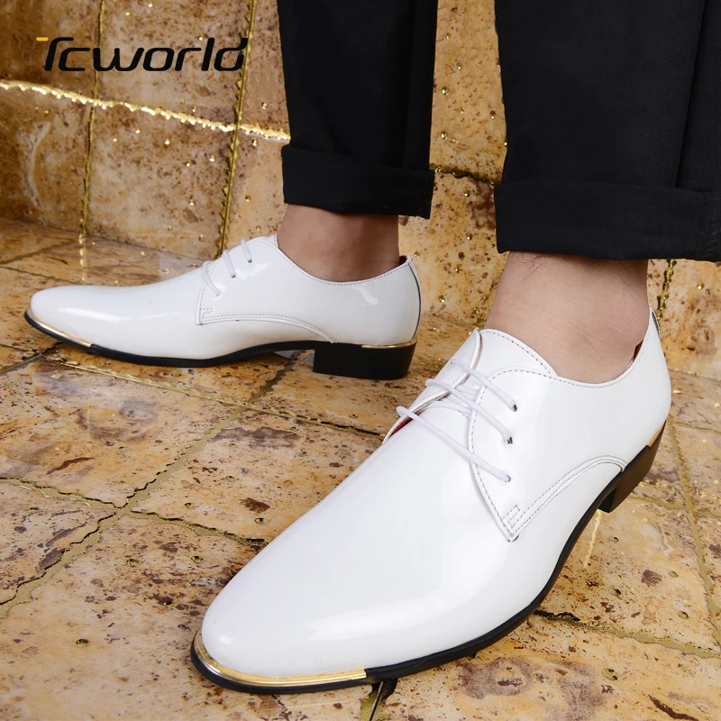 Мужские туфли оксфорды из лакированной кожи высококачественные модельные в