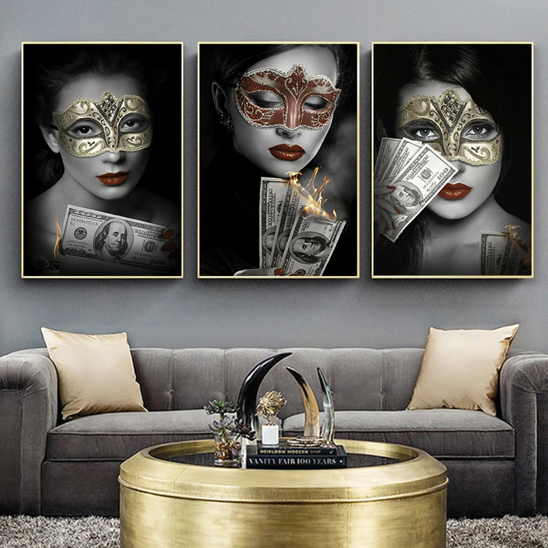 

Sexy Naked Woman in a Mask Picture Hotel Decor Painting Canvas Painting Wall Art Picture Poster Modern in Bedroom Home Dercor