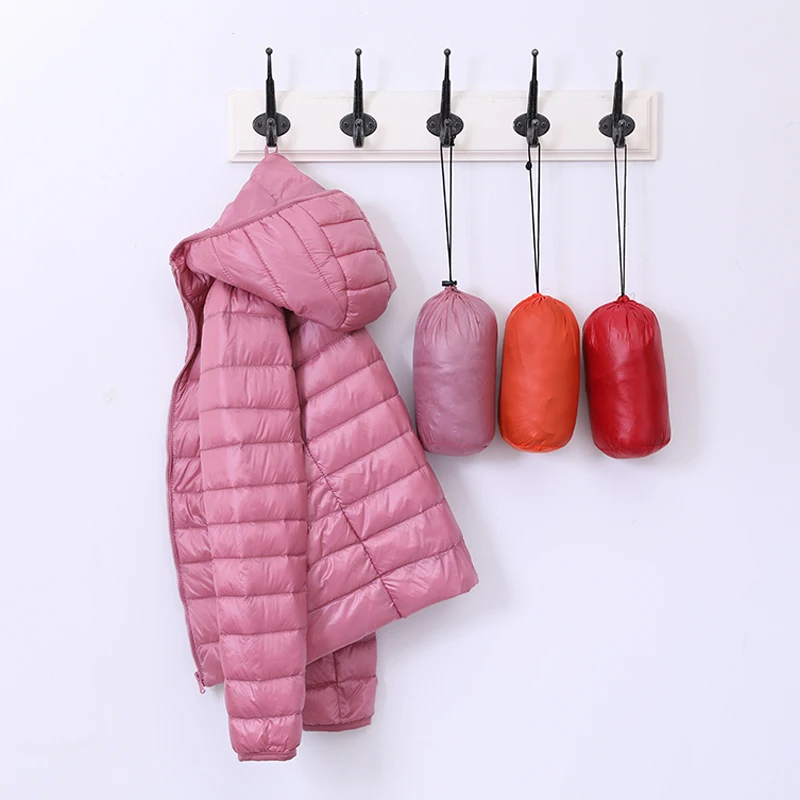

6XL Spring Autumn Ultra-light Thin Down Jacket Women Slim Short Hooded Warm White Duck Down Coat Women's Outerwear Tops