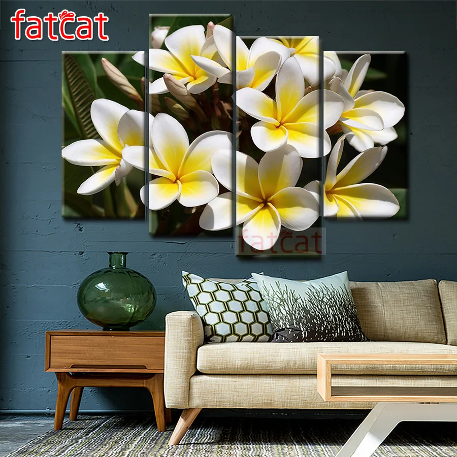 

FATCAT маленькие белые цветы 4 штуки Diy алмазная живопись полная квадратная круглая дрель алмазная вышивка распродажа вышивка декор AE1827