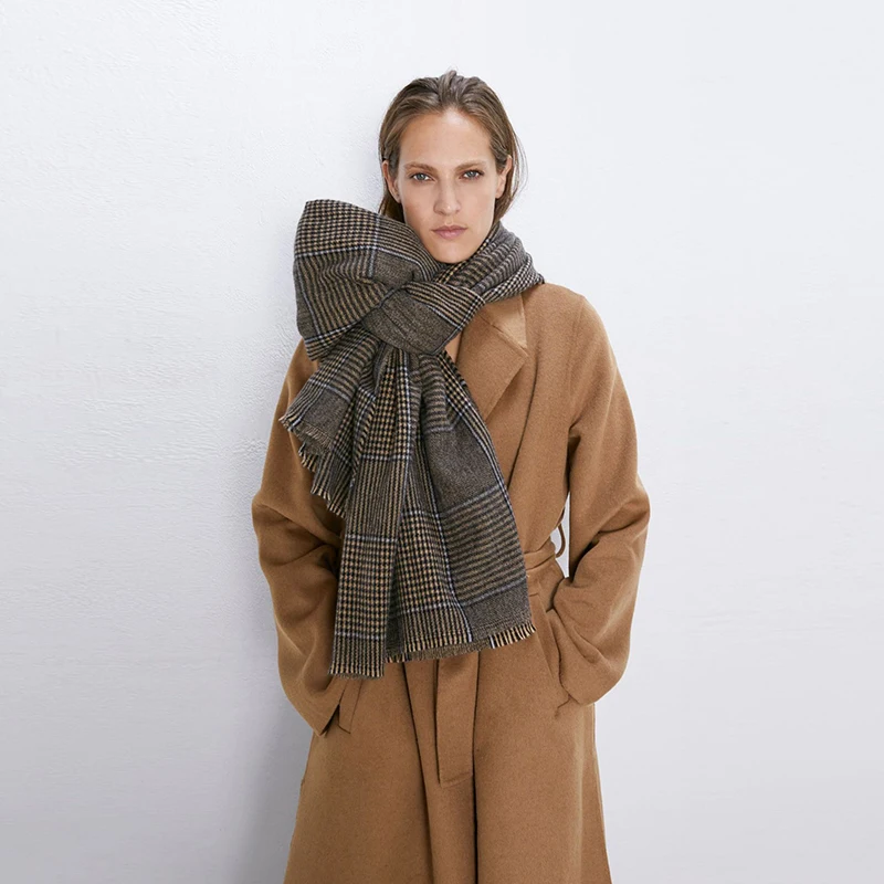 Женский осенне зимний шарф ZA в стиле гусиные лапки|Женские шарфы| |