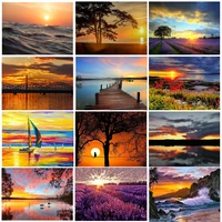 landscape sunset sea view lavender 5d diamond painting kit diamond mosaic sale painting embroidery full square home wall decor