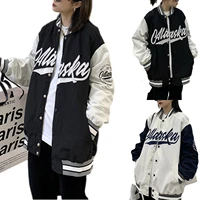 womens handsome letters baseball jacket high street fashion loose casual bomber jacket y2k long sleeved cardigan couple jacket