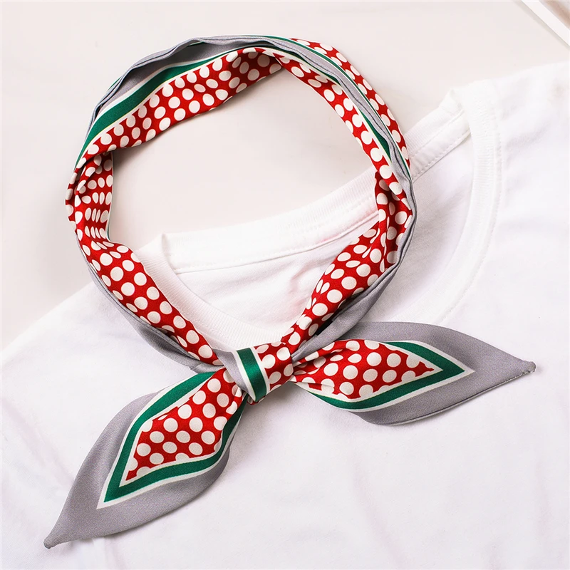 Новинка 2020 шелковый шарф для женщин с принтом в горошек роскошный ободок волос