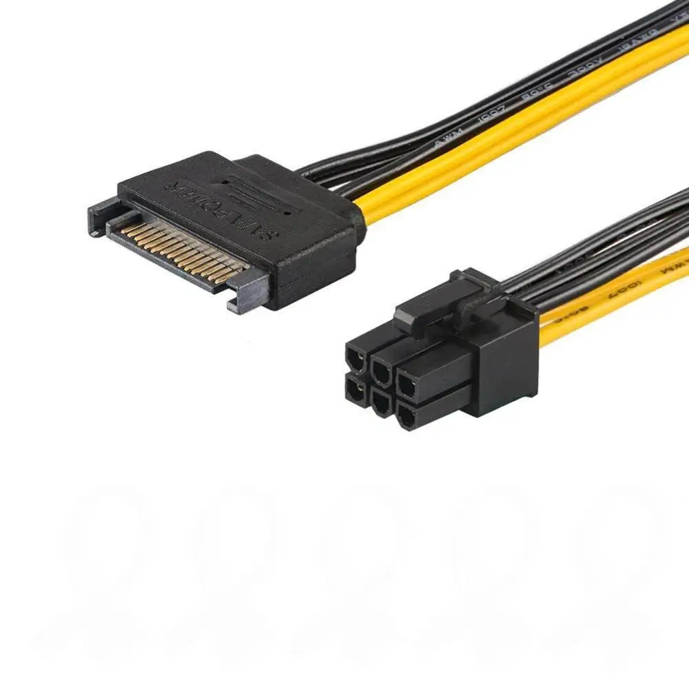 Адаптер питания для видеокарты 20 см SATA 15 Pin 6 PCI Express PCIe|Компьютерные кабели и