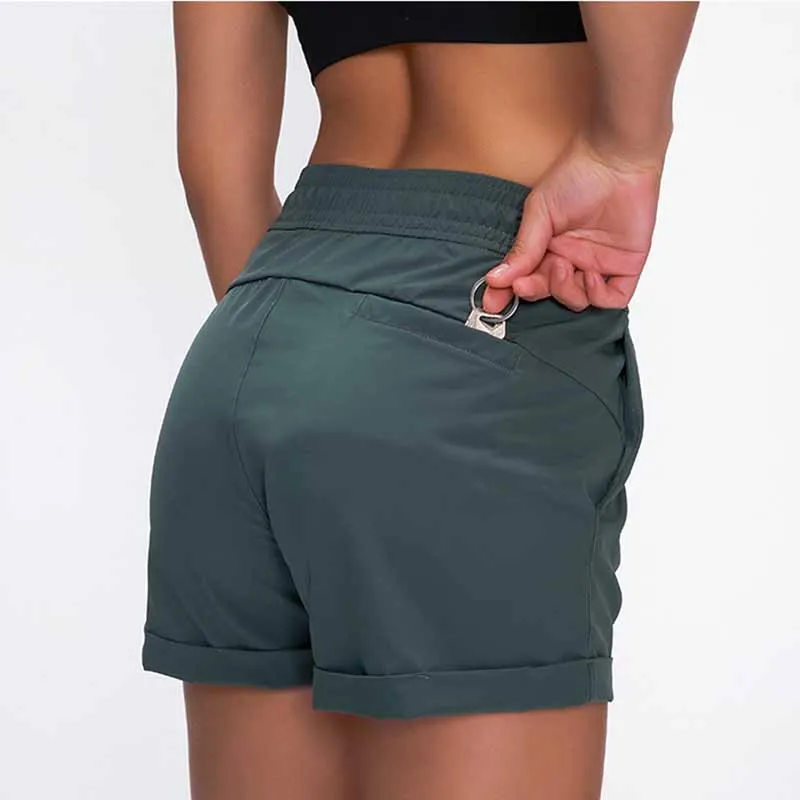 Женские летние шорты для бега свободные спортивные из спандекса со шнурком на