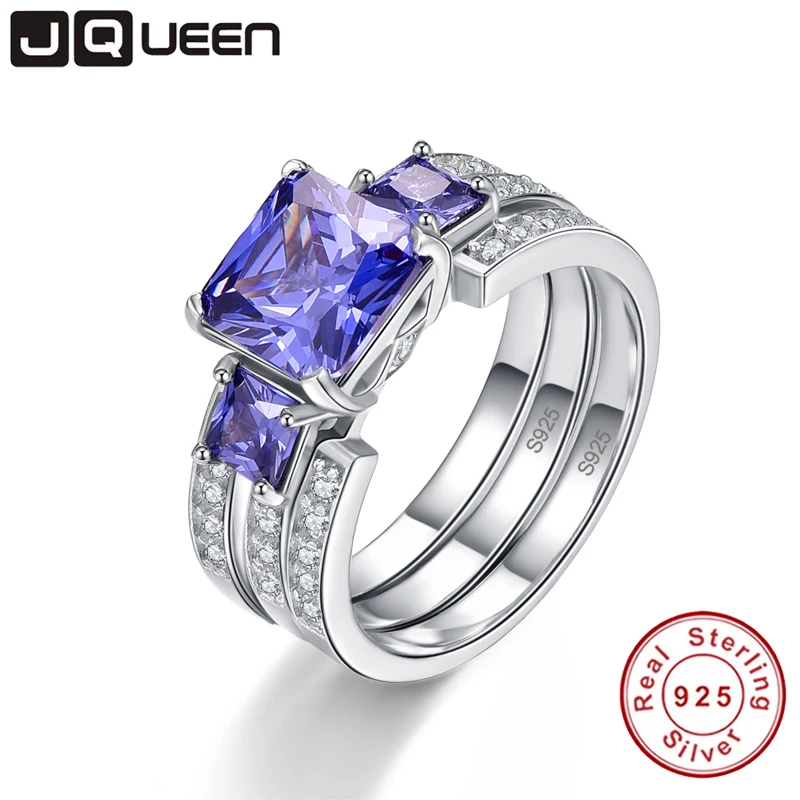 

JQUEEN элегантные бриллиантовые серебряные обручальные кольца 4Ct AAA высшего качества кольца с танзанитом для женщин ювелирные изделия