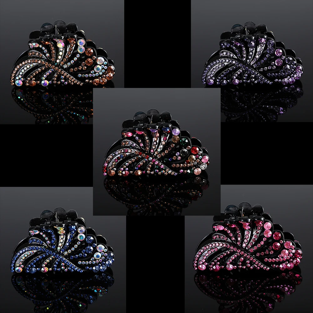 AWAYTR Женщины винтажные блестящие заколки элегантные кристаллические волосы креветка красочные камни ювелирные изделия 1 шт. на.
