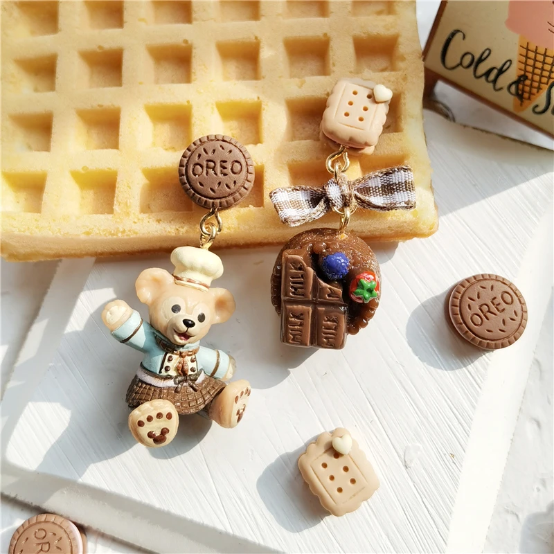 

Disney Baby Dolls Toys Cartoon Children Doll Accessories Sweet Girls Jewellery Duffy Bear Pendant Earrings Cute Doll Ear Clip