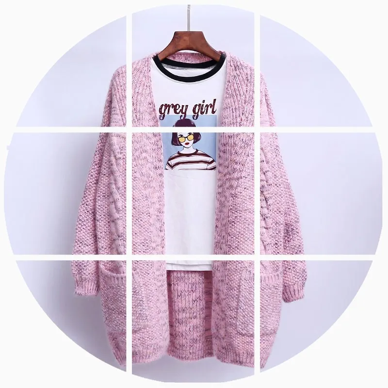 

2019 new women's wear loose show little pure and fresh and long in the knitted cardigan sweater coat