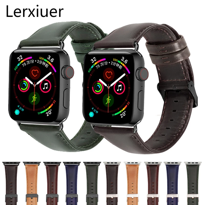 Ремешок из натуральной кожи для Apple watch 5 band 44 мм 40 браслет iwatch 42 38 аксессуары apple Watch