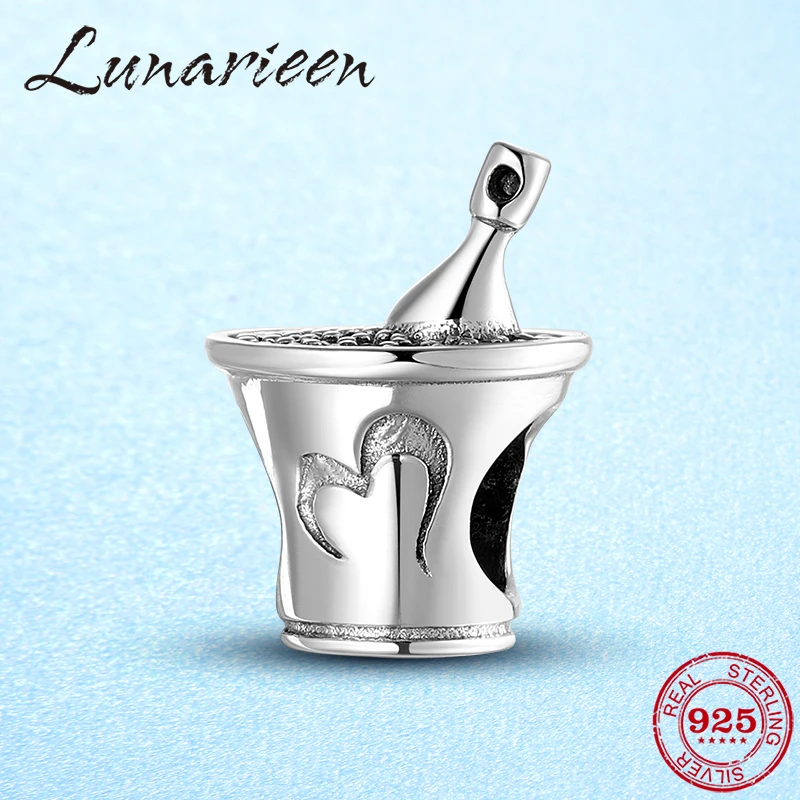 Вечерние бусины цвета шампанского CZ настоящий из стерлингового серебра 925