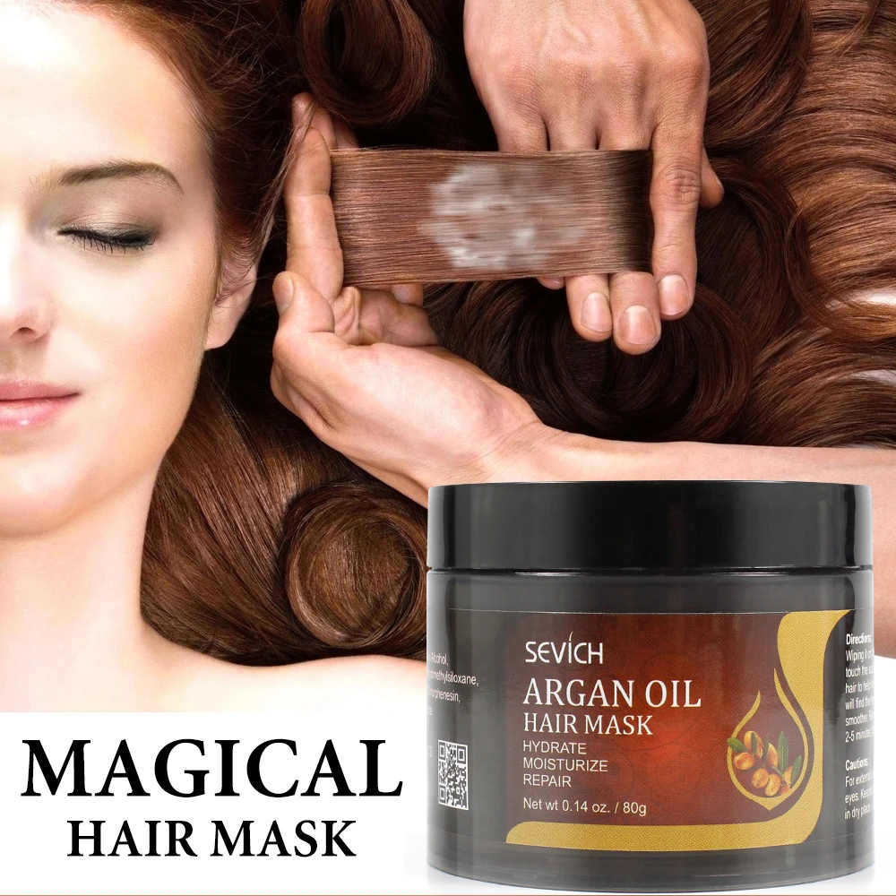 

Sevich 80g Hair Mask Argan Essence Hair Care Repairs Damage Restores Soft Hair 5 Seconds Nourishes Keratin Hair Scalp Treatment