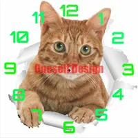 2021 top popular 5d diamond painting full square with clock cat 5d diamond embroidery full set clock decoration home diy frame