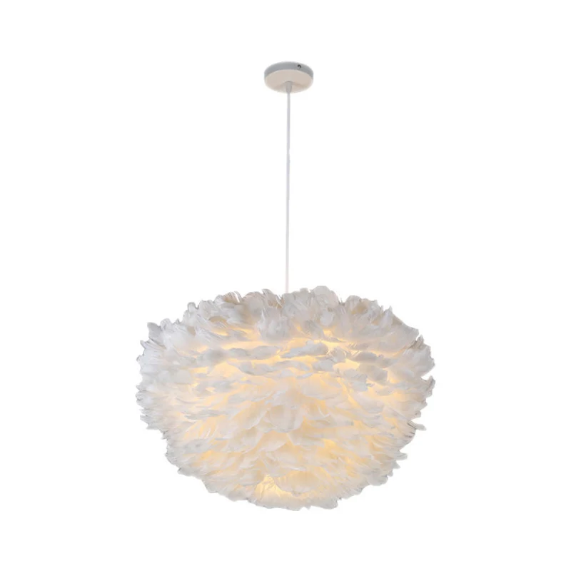 Морден Романтический белый серый розовый перо абажур подвесной светильник