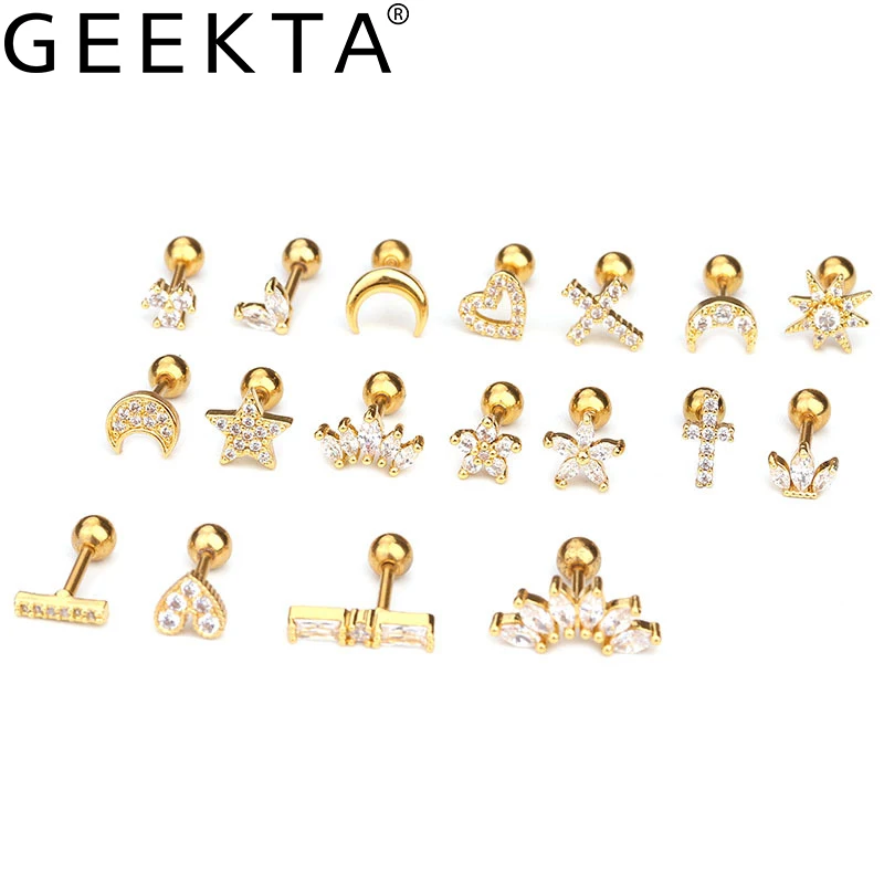 1 шт. серьга гвоздик из нержавеющей стали с фианитом|Серьги-гвоздики| |