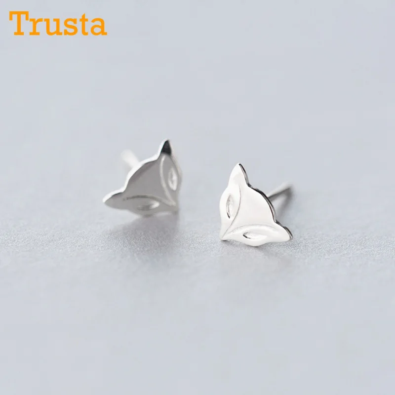 Trusta новые 925 пробы серебряные женские ювелирные изделия Модные крошечные 6 мм X 9 мм серьги-гвоздики в виде лисы подарок для девочек для детей леди женщин DS141