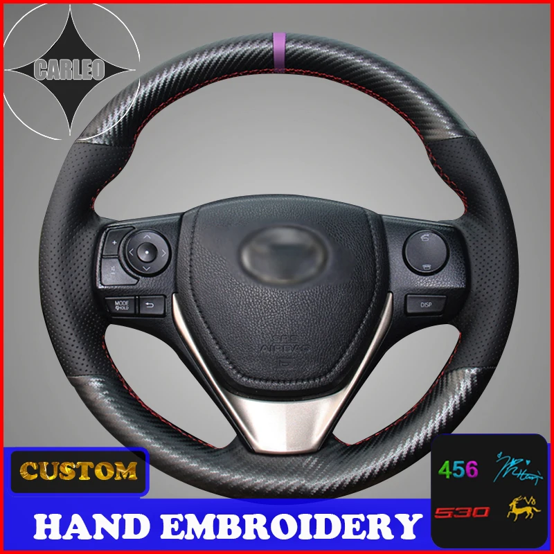 Wrap for Toyota RAV4 Corolla Auris Scion 2013-2017 Suede Leather Custom Stitchwork Embroidery Steering Wheel Cover Top Layer