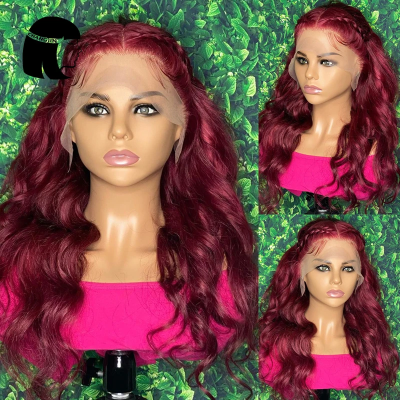 13x4 Lace Front Human Hair Wigs Wavy No Braided Lace Wigs 4*4 Closure Wig 99j Color For Black Women