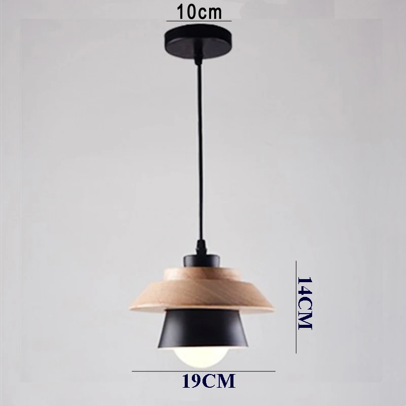 

E27 Nordic Minimalist Wood Pendant Lights Modern Iron LED Hanging Lamp Cafe Bar Restaurant White Black Art Deco Lamp