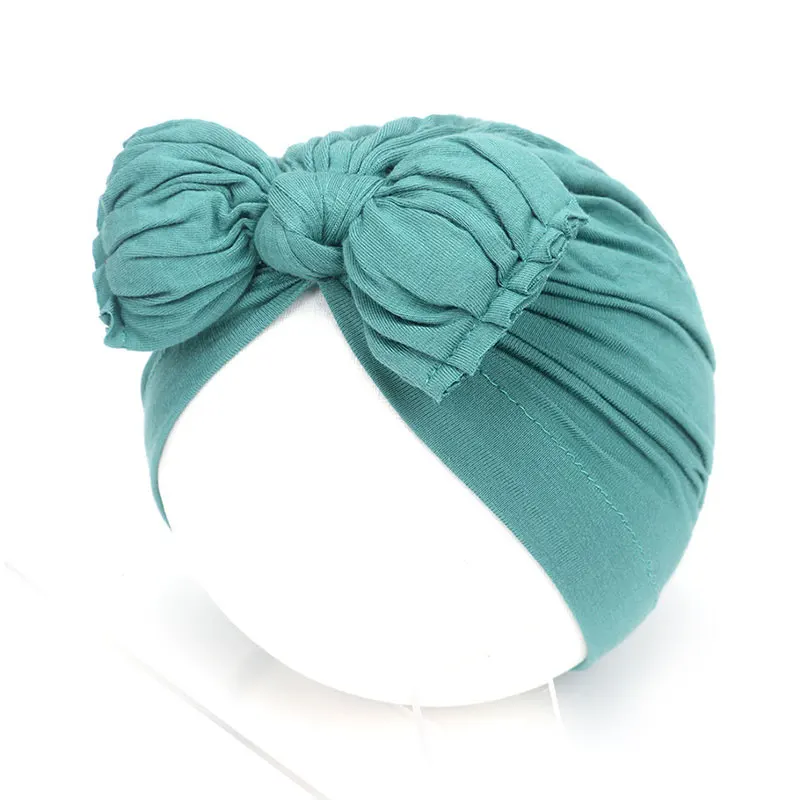 

New Newborn Baby Soft Muslim Turban Hat Infant Solid Cotton Cap Sleeping Hat Bow Headwrap Headscarf Comfortable Head Accessories