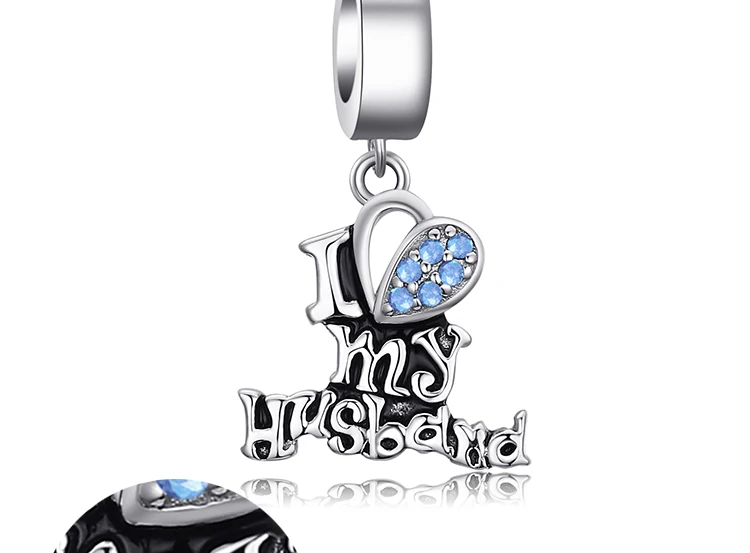 JewelryPalace я люблю своего мужа создан Синий Nano сердце Красивые 925 пробы Серебряный Шарм Fit Браслеты