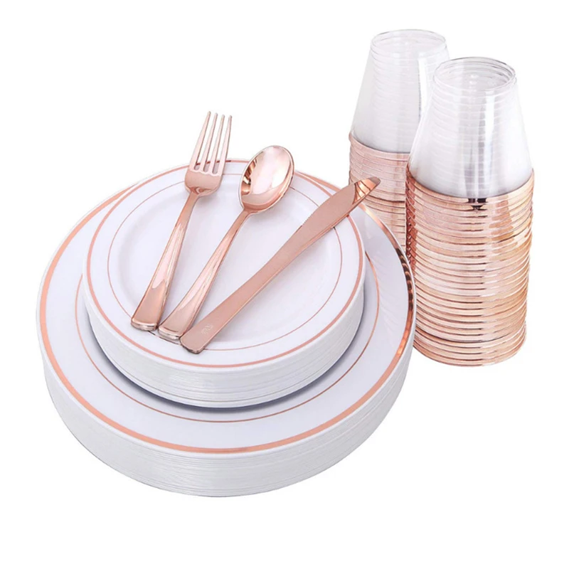 

Rose Gold Party Disposable Tableware Paper Cup Plate Napkins Birthday Party Decorations Wedding Supplies Baby Shower Favors