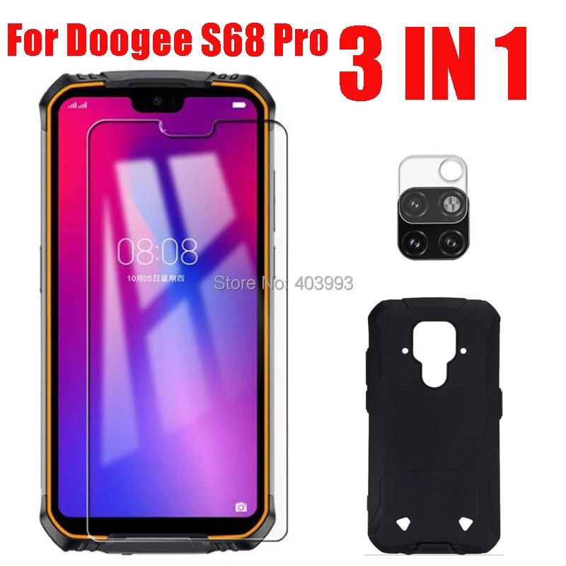 3 в 1 чехол Стекло Для Doogee S68 Pro Экран протектор полная защита на Камера объектив