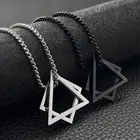 Мужской кулон из нержавеющей стали, Геометрическая взаимная блокировка, квадратный треугольник, современный модный геометрический интерьер