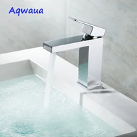 Aqwaua Basin Mixer Bathroom Faucet Brass Accessories Bags Hot & Cold Water Ceramic Cartridge Chrome Surface Body Deck Mounted