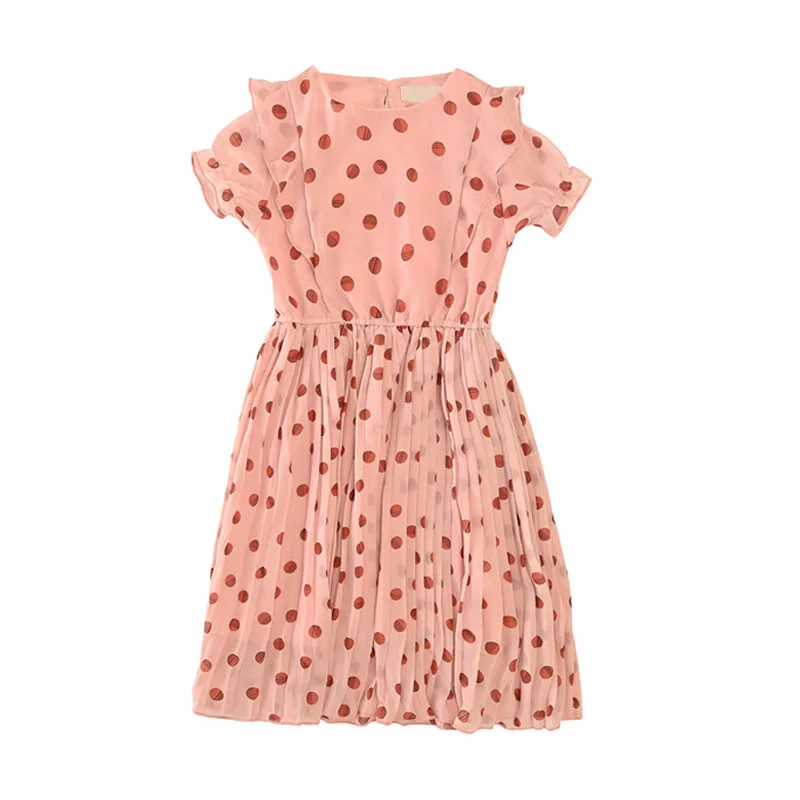 

Children Chiffon Polka Dot Summer Dress Princess Short Sleeve O-Neck Girls Dress Fashion Casual Kids Dresses For Girls Costume