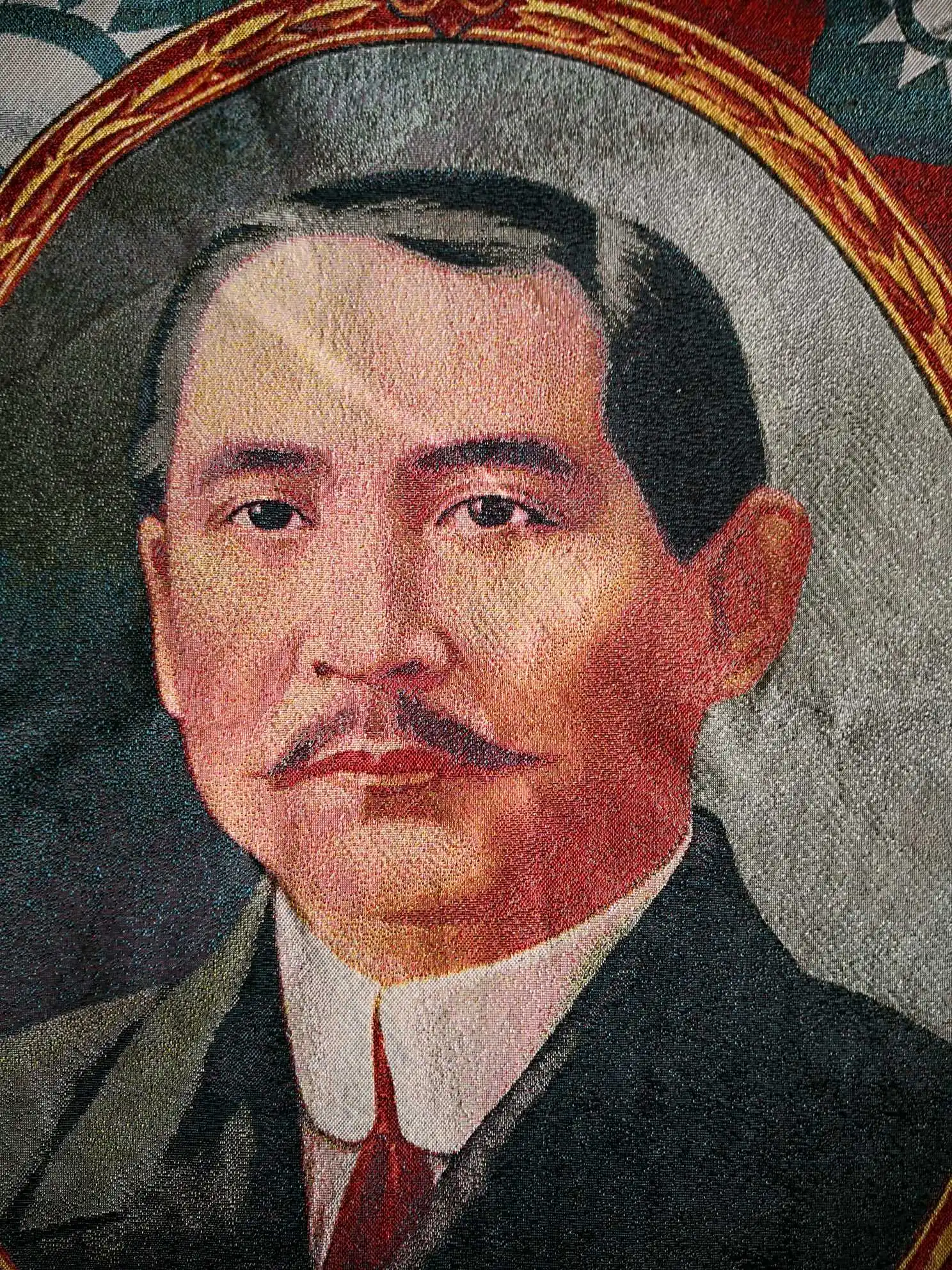 36 авиапочту Китая (China с тканевым верхом вышитыми шелк революционный пионеры Сунь