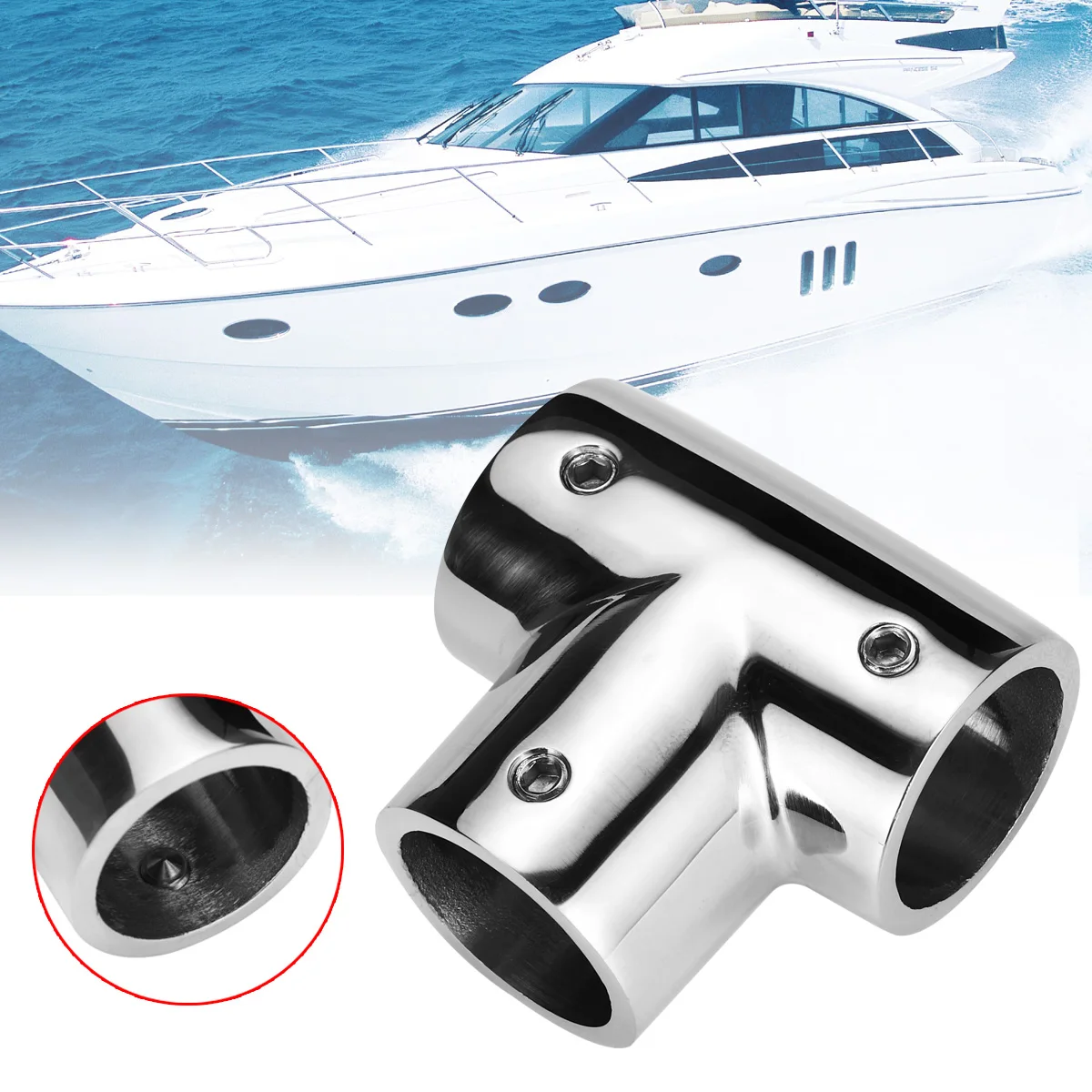 

90° 3-way Boat Pipe Connector 316 Stainless Steel Marine Yacht Railing Handrail Pipe Connectors 22mm 25mm Marine Hardware