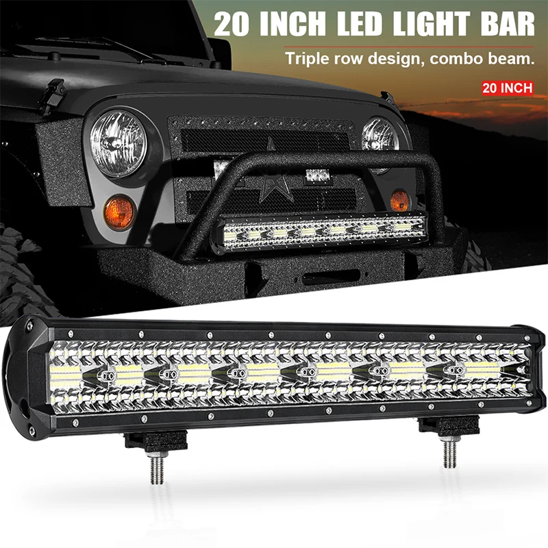Трехрядный светодиодный светильник бар 20 дюймов 420 Вт комбинированная подсветка