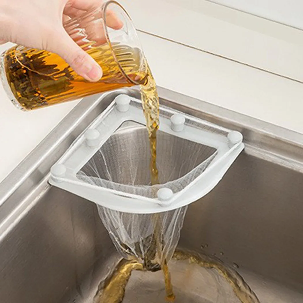 

1pc Rack +30 * Net PP Sucker Filter Holder Leftovers Sink Strainer Bag Mesh Kitchen Garbage Rack