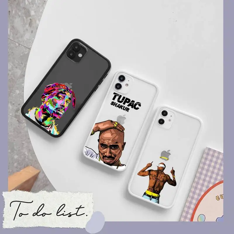 

Rapper 2pac Cartoon Phone Case matte transparent For iphone 7 8 11 12 plus mini x xs xr pro max cover